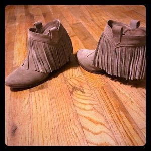 Restricted Genuine Suede Fringe Ankle Booties 7